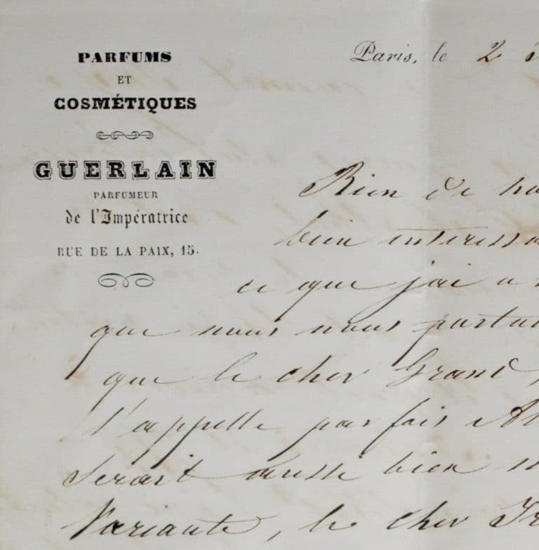 Rare lettre de Pierre Guerlain, parfumeur, fondateur de la Maison Guerlain