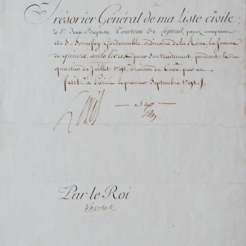 Louis XVI signe un ordre de paiement pour un garde-meuble de Marie-Antoinette – vue 2
