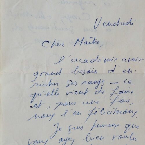 Lettre de Nimier à Henri Massis – vue 2