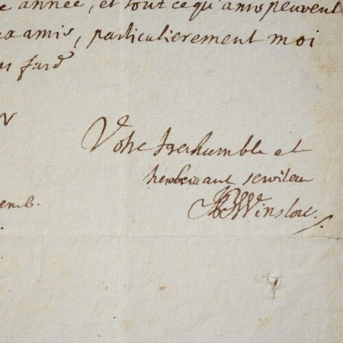 Intéressante lettre et copie d'époque du testament de Winslow