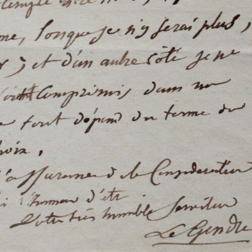 Lettre de Legendre à son libraire Würtz
