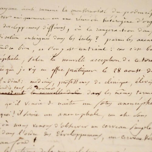 Étienne Geoffroy Saint-Hilaire, manuscrit de tératologie