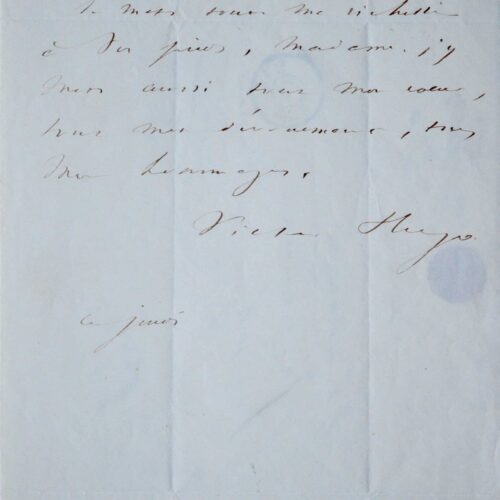 Billet enflammé de Victor Hugo – vue 2