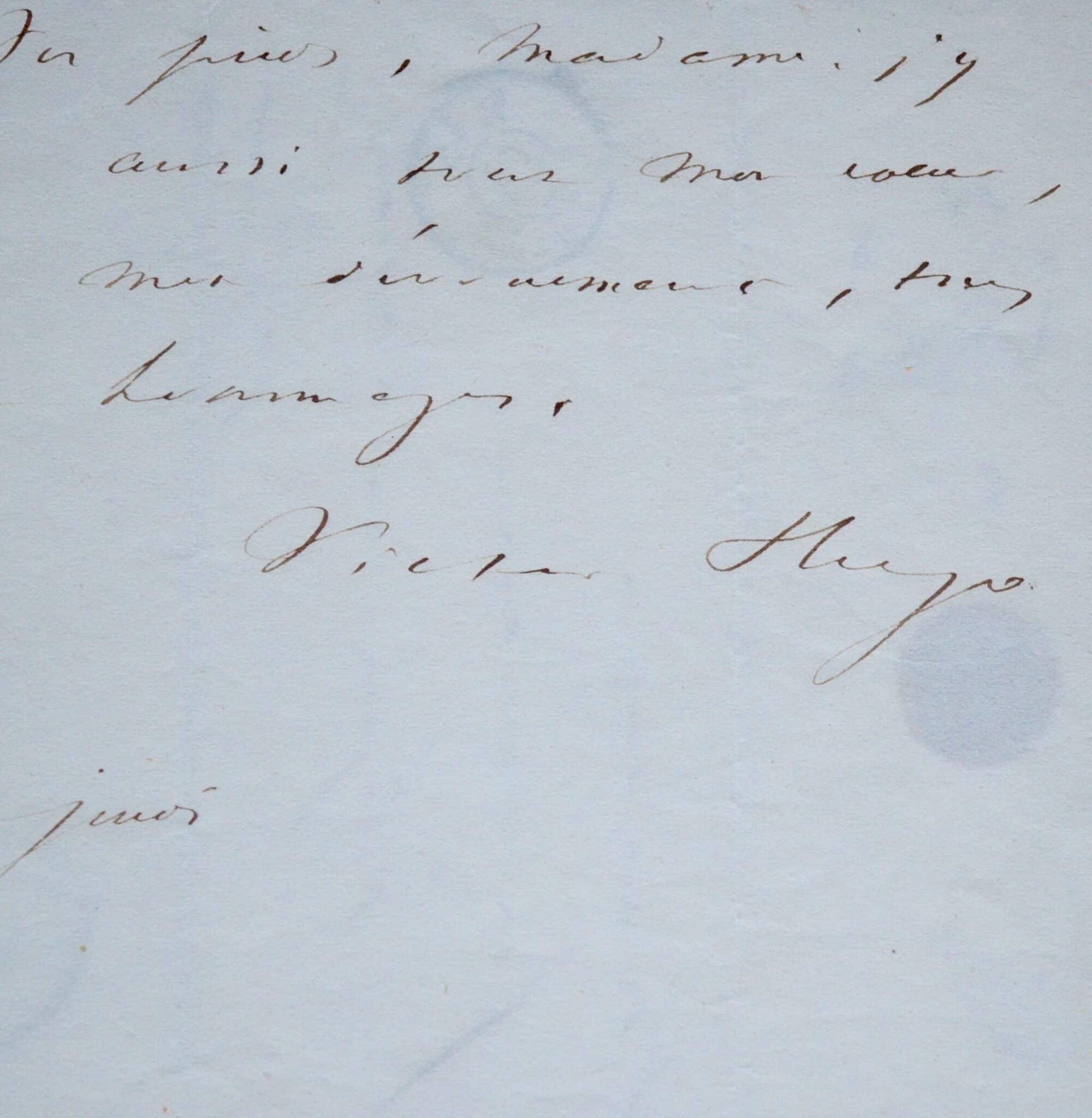Billet enflammé de Victor Hugo