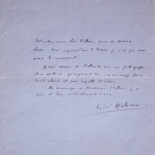André Malraux, malade, attend le manuscrit de Franz Hellens – vue 2