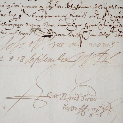 Pièce signée du duc de Vitry, Nicolas de l'Hospital