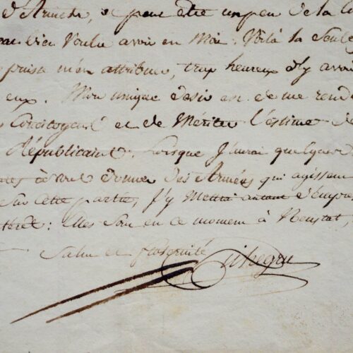 Belle lettre du Général Pichegru sur les succès de l'armée du Rhin