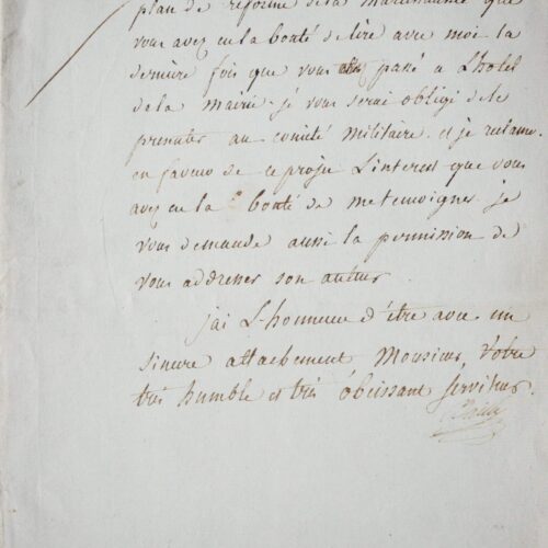 Lettre de Bailly adressée au député Emmery – vue 2