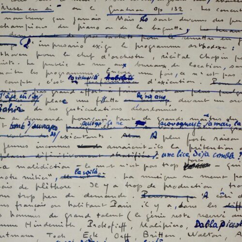 Manuscrit d'Honegger où il critique les dérives de la musique