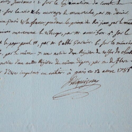L'Académicien Bréquigny liste ses lectures