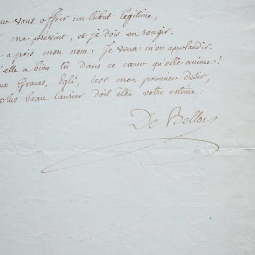 Vers et billet galants de Belloy, pendant Le Siège de Calais