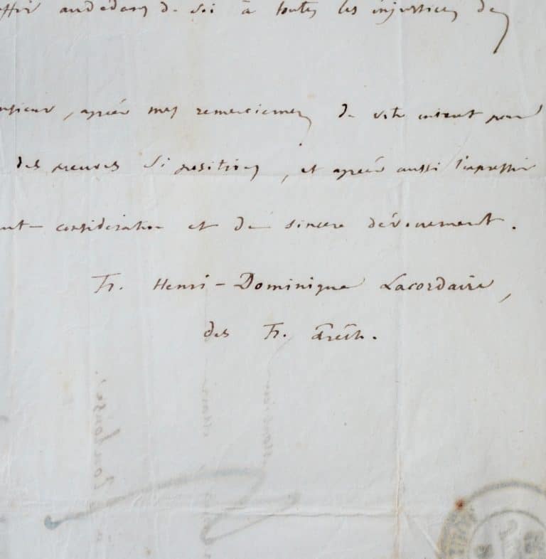 Jolie lettre d&rsquo;Henri Lacordaire