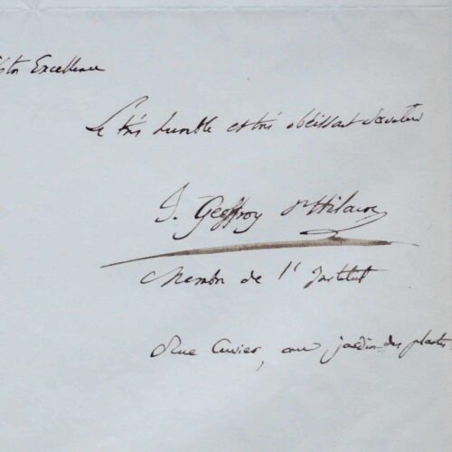 Belle lettre de recommandation d'Isidore Geoffroy Saint-Hilaire