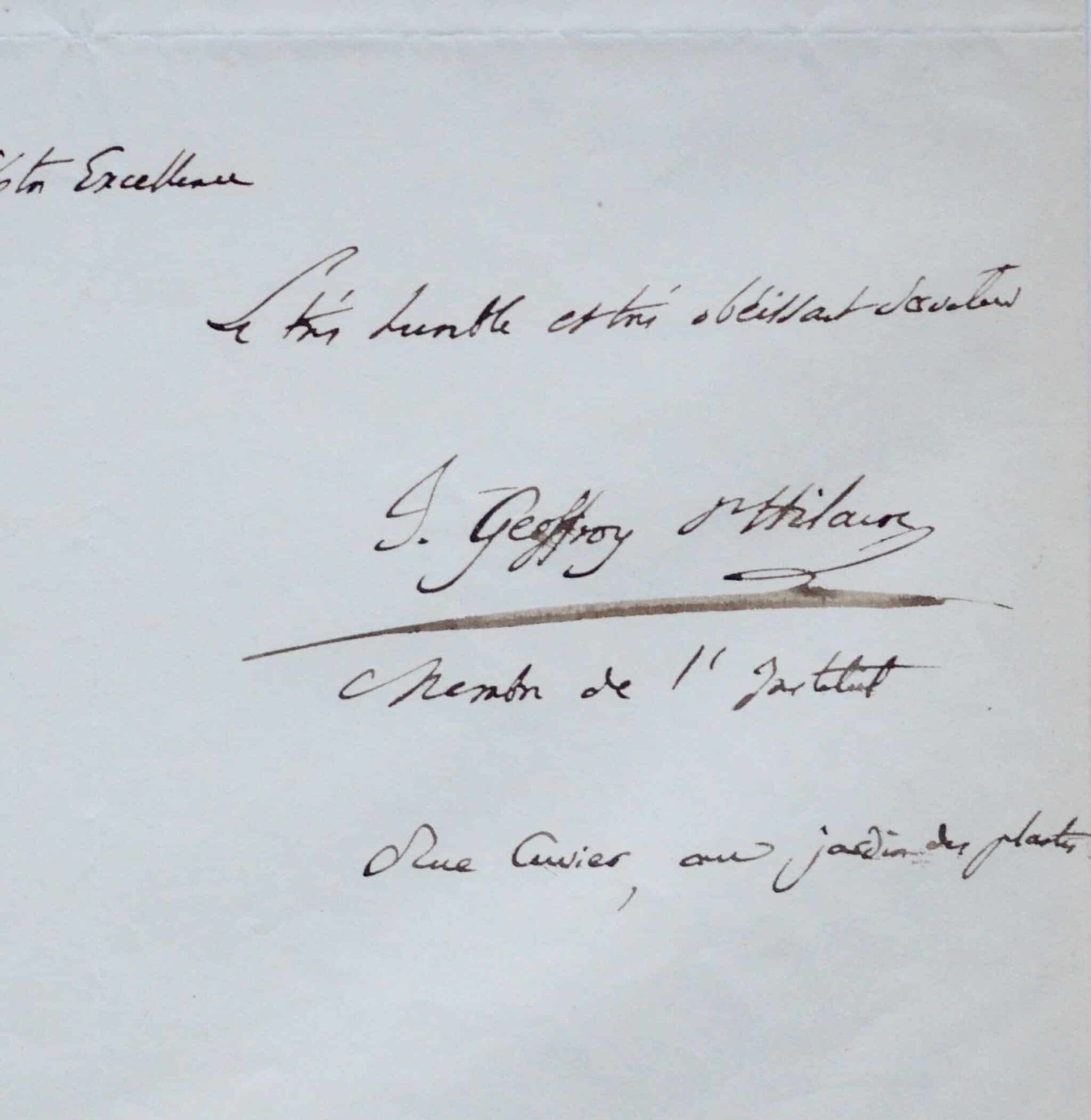 Belle lettre de recommandation d’Isidore Geoffroy Saint-Hilaire