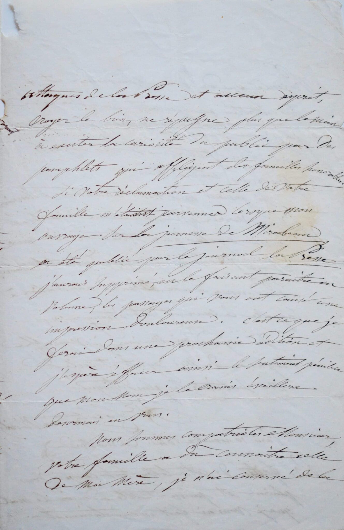 Longue et belle lettre d'excuses de Louise Colet – vue 4 Longue et belle lettre d'excuses de Louise Colet – vue 4