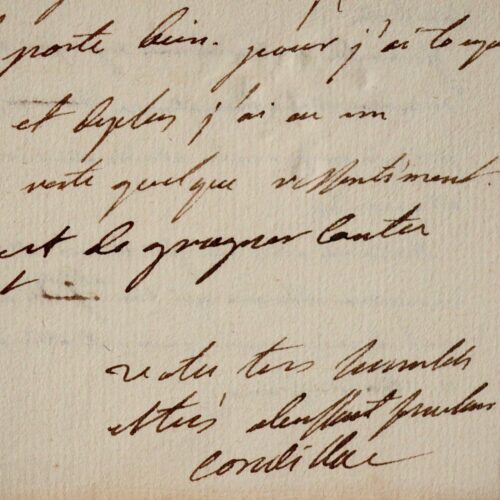 Belle et rare lettre de Condillac