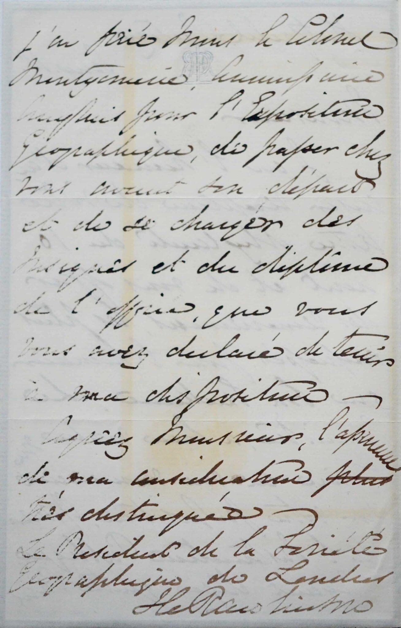 Lettre de l'orientaliste, assyriologue, et archéologue Henry Rawlinson – vue 3 Lettre de l'orientaliste, assyriologue, et archéologue Henry Rawlinson – vue 3