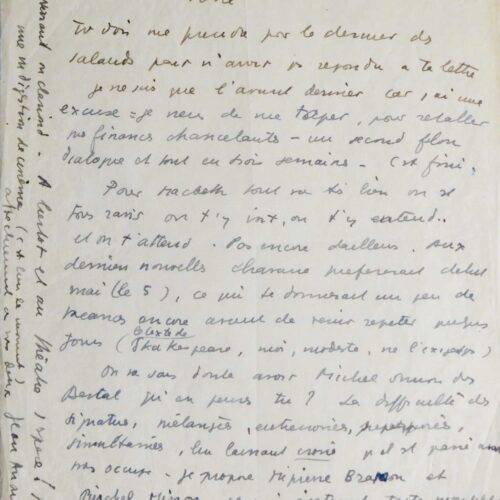 Amusante lettre d'Anouilh à Pierre Brasseur – vue 2