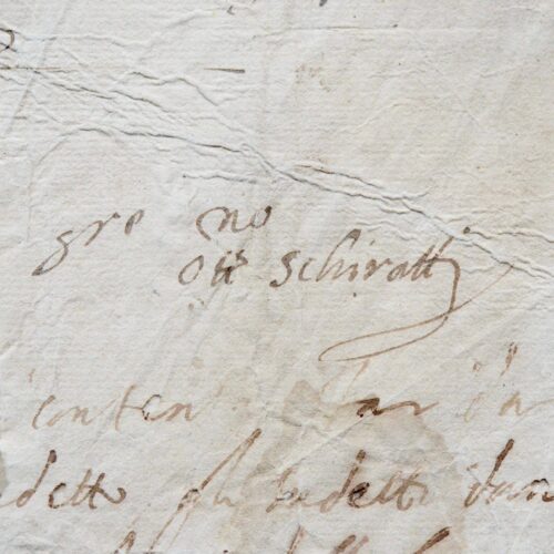 Très rare document manuscrit de l'architecte de la Renaissance italienne Ottaviano Schiratti