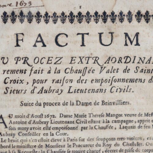 Relation du procès de La Brinvilliers, empoisonneuse