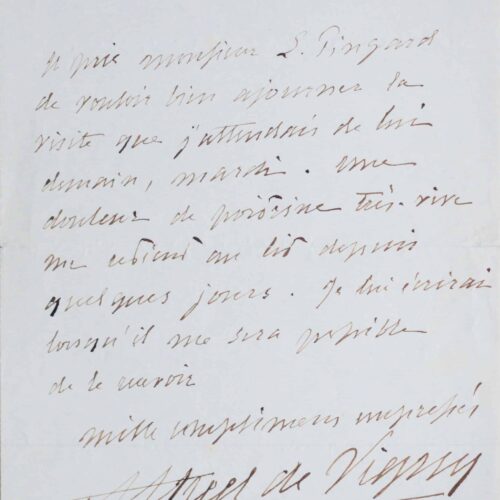 Vigny, souffrant, ajourne la visite du secrétaire de l'Institut – vue 2
