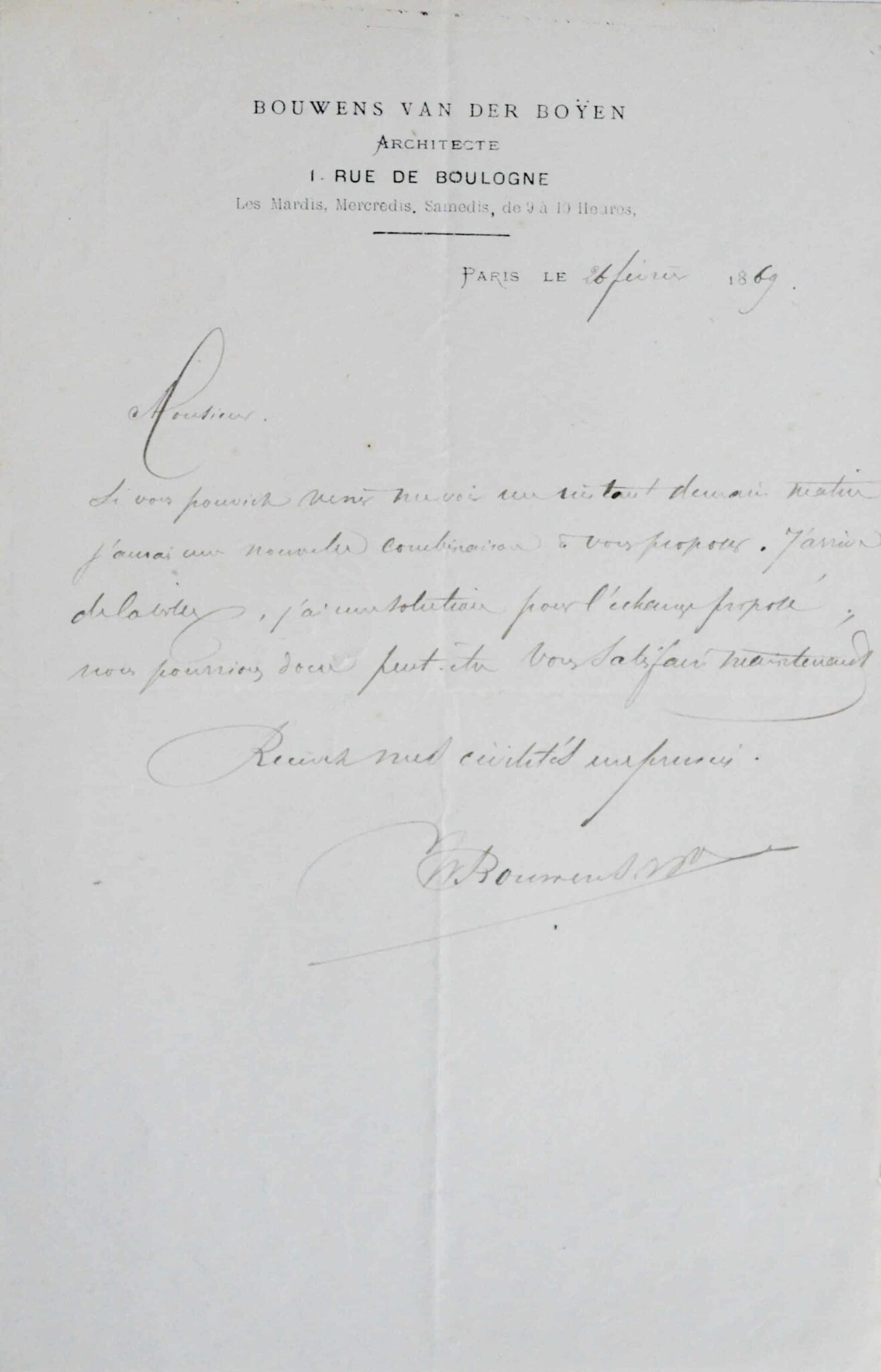Deux lettres avec esquisses de William Bouwens Van der Boÿen – vue 2 Deux lettres avec esquisses de William Bouwens Van der Boÿen – vue 2