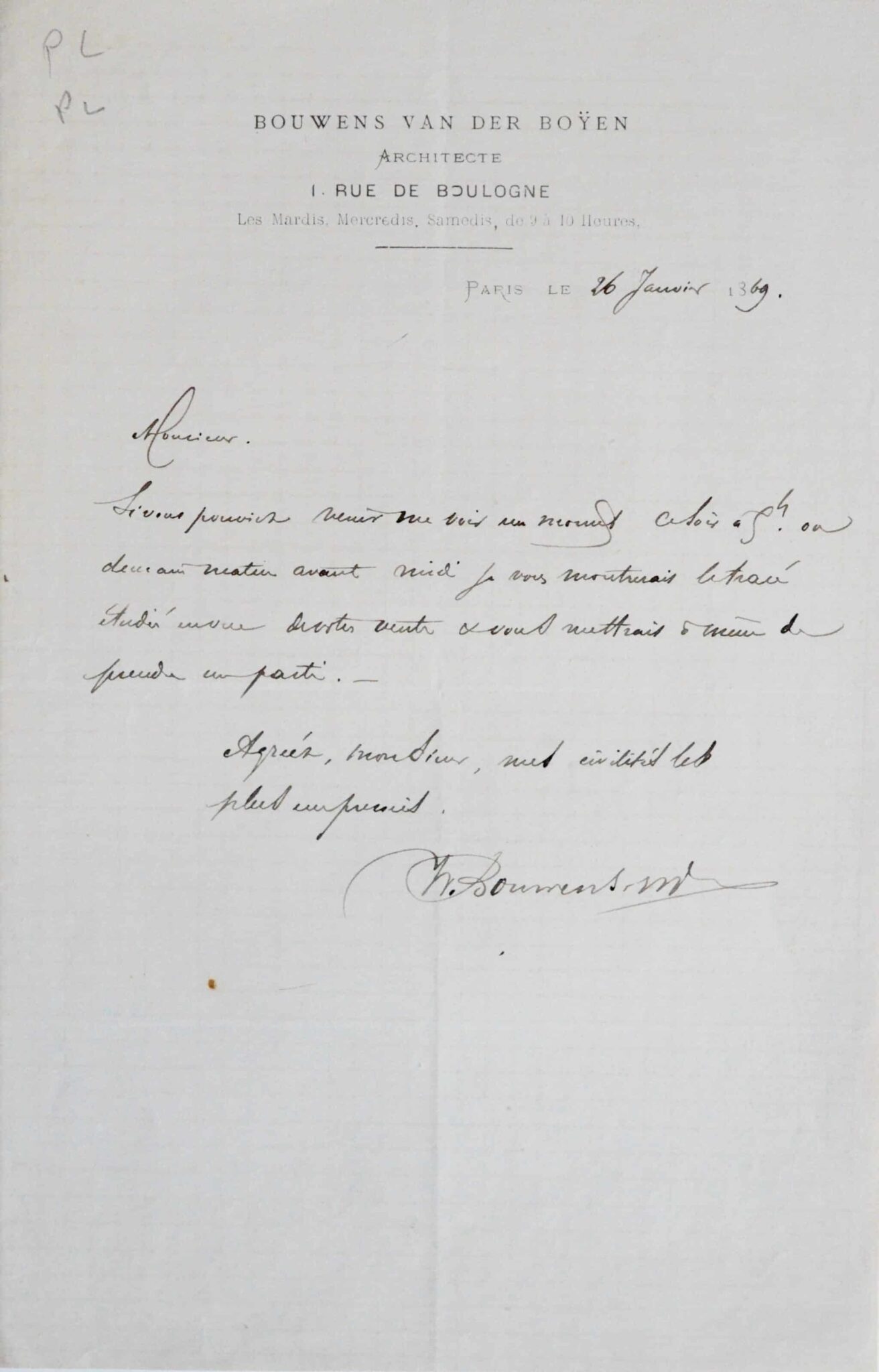Deux lettres avec esquisses de William Bouwens Van der Boÿen – vue 3 Deux lettres avec esquisses de William Bouwens Van der Boÿen – vue 3