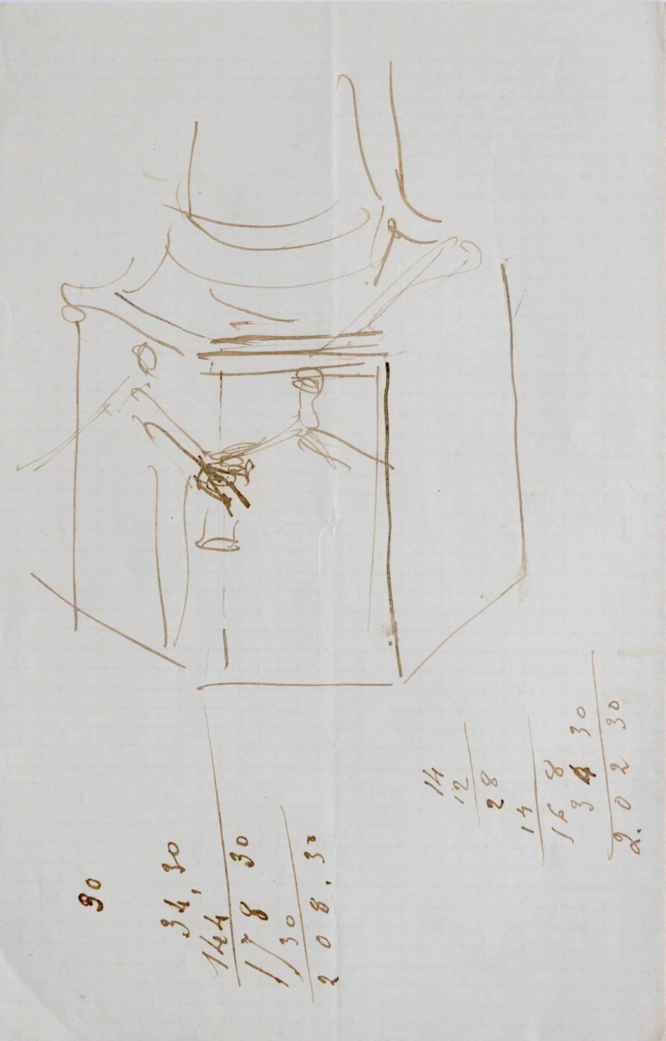 Deux lettres avec esquisses de William Bouwens Van der Boÿen – vue 5 Deux lettres avec esquisses de William Bouwens Van der Boÿen – vue 5