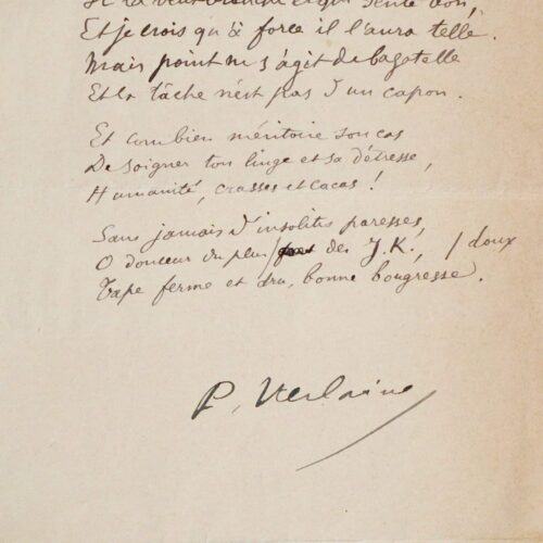 Beau sonnet de Verlaine, dédié à Huysmans