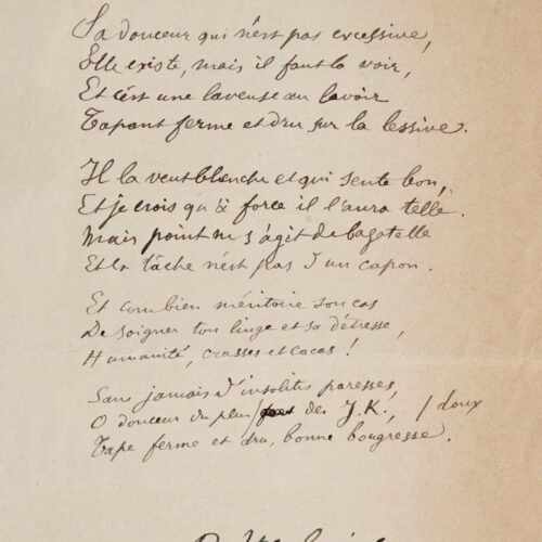 Beau sonnet de Verlaine, dédié à Huysmans – vue 2