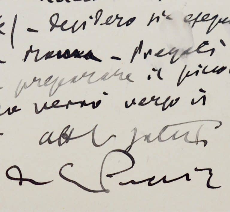 Carte de Puccini relative à ses représentations