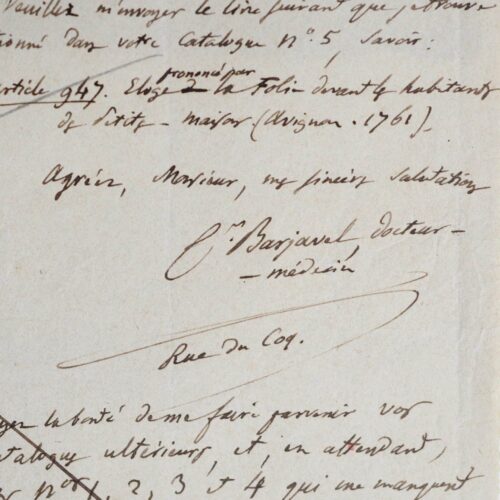 Trois lettres du médecin bibliophile Barjavel