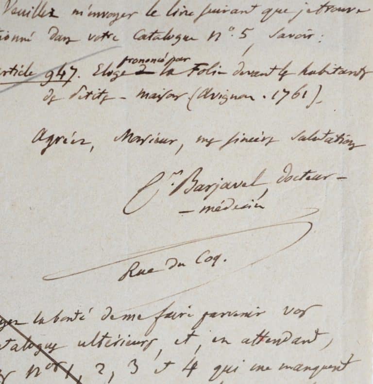 Trois lettres du médecin bibliophile Barjavel
