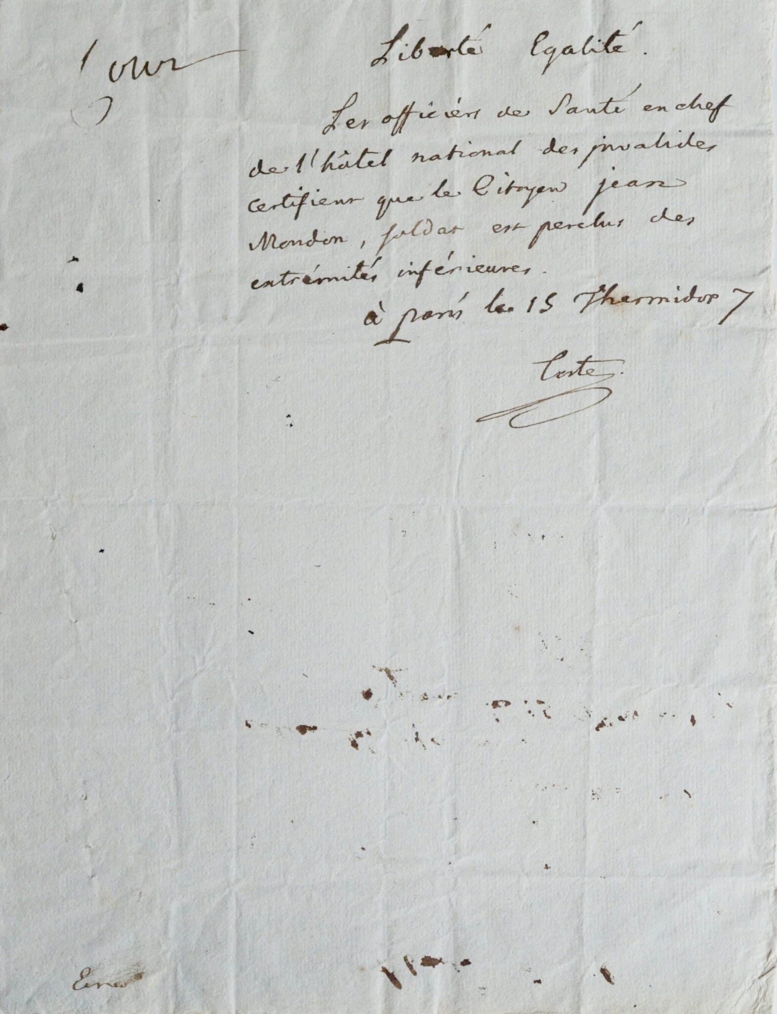 Billet du médecin de l'Empire Jean-François Coste – vue 3 Billet du médecin de l'Empire Jean-François Coste – vue 3