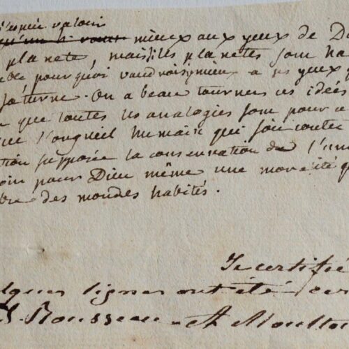 Précieux brouillon d'une lettre de Rousseau à Voltaire. – vue 2