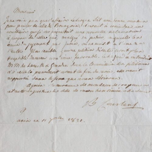 Belle lettre de Benjamin Constant – vue 2