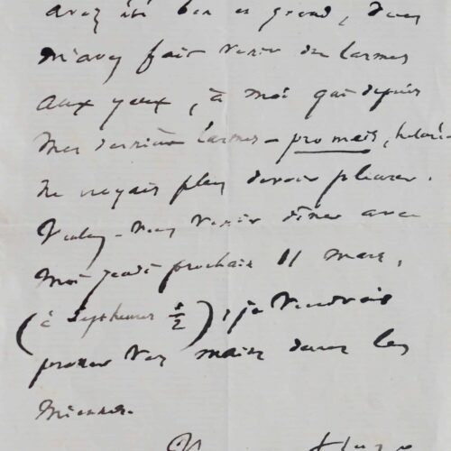 "vous m’avez fait venir des larmes aux yeux" Victor Hugo – vue 2