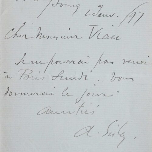 Lettre d'Alfred Sisley à un collectionneur – vue 2