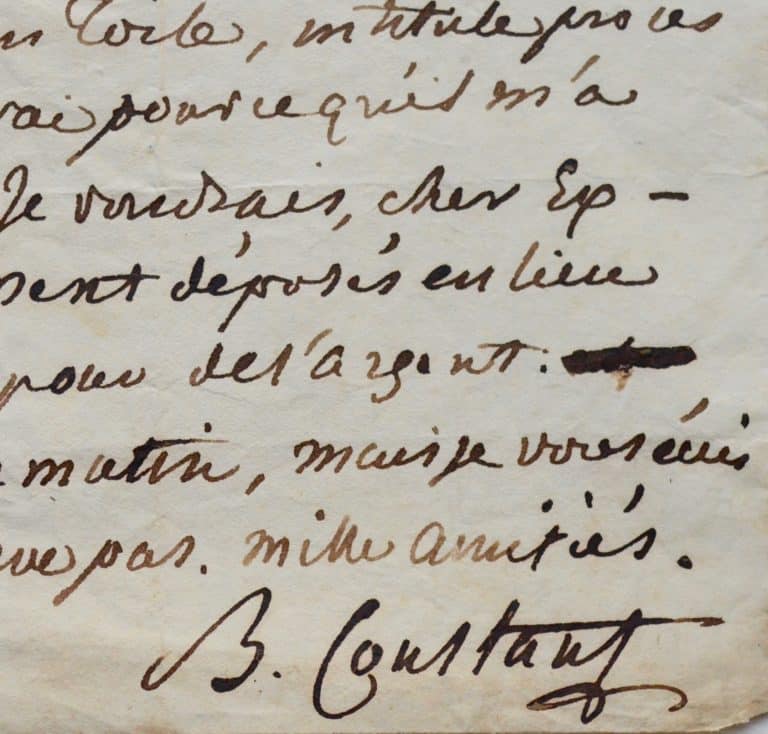 Deux belles lettres de Benjamin Constant à Pictet