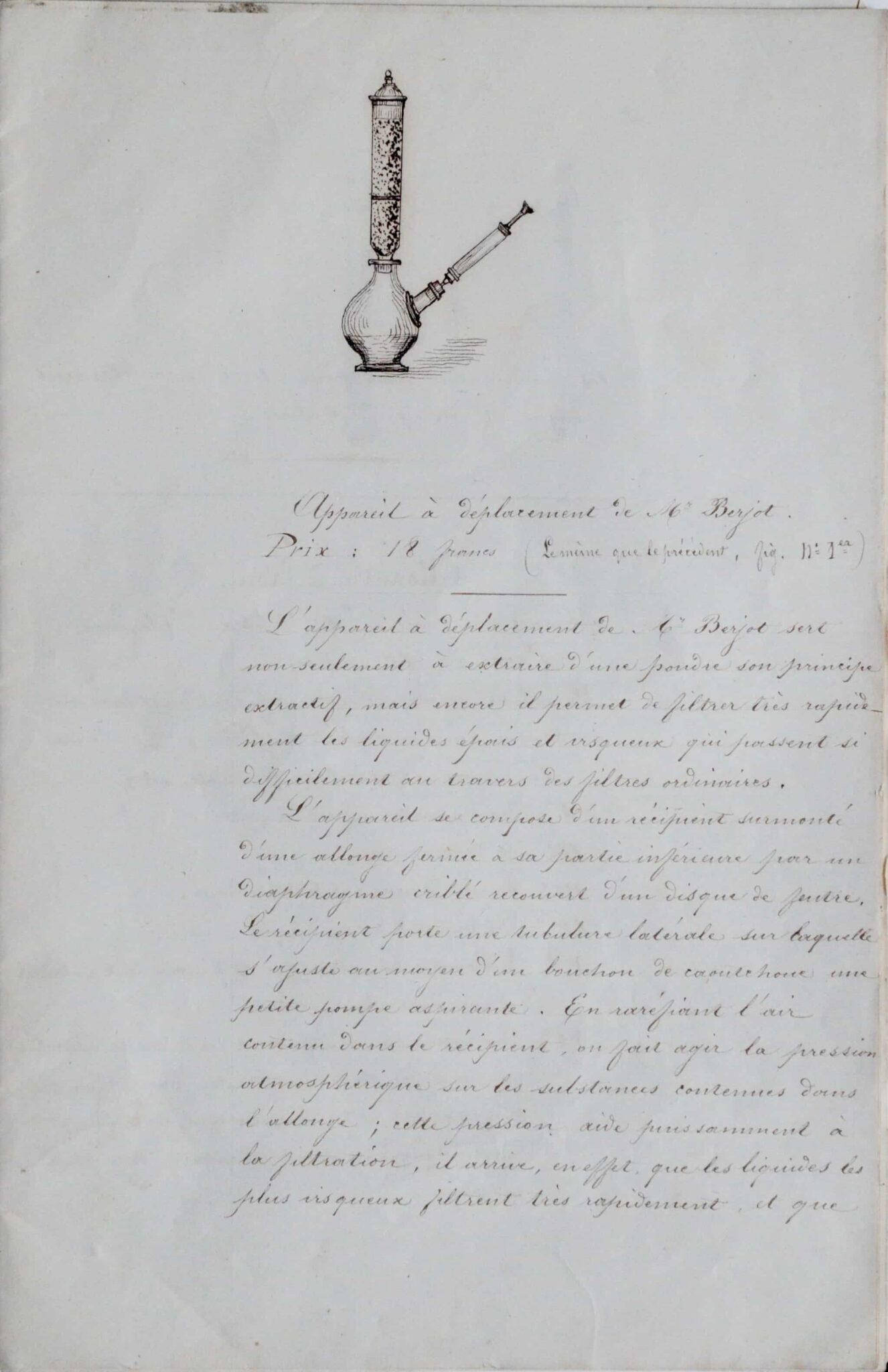 Manuscrits illustrés de vente d'appareils scientifiques – vue 6 Manuscrits illustrés de vente d'appareils scientifiques – vue 6
