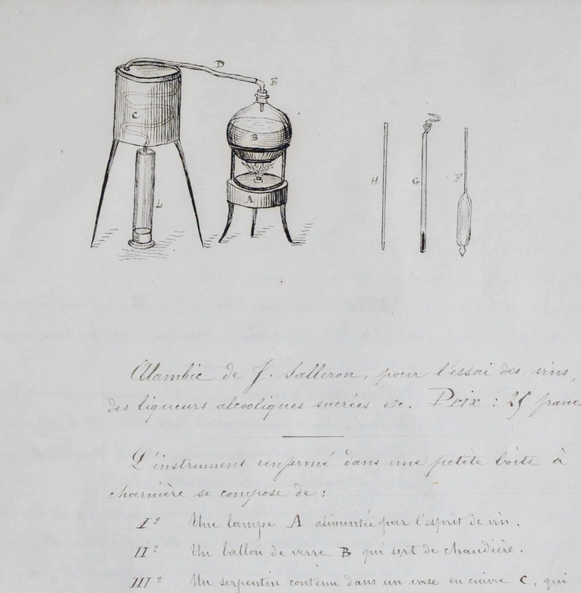 Manuscrits illustrés de vente d'appareils scientifiques – vue 3 Manuscrits illustrés de vente d'appareils scientifiques – vue 3