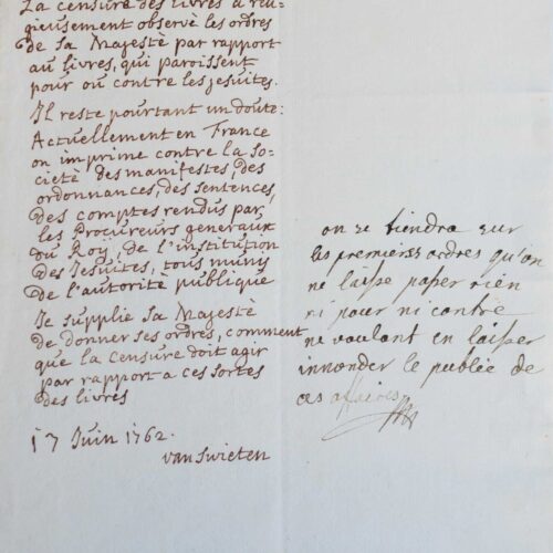 Note de Van Swieten apostillé par Marie-Thérèse d'Autriche – vue 2