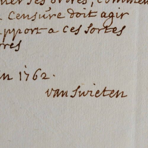 Note de Van Swieten apostillé par Marie-Thérèse d'Autriche