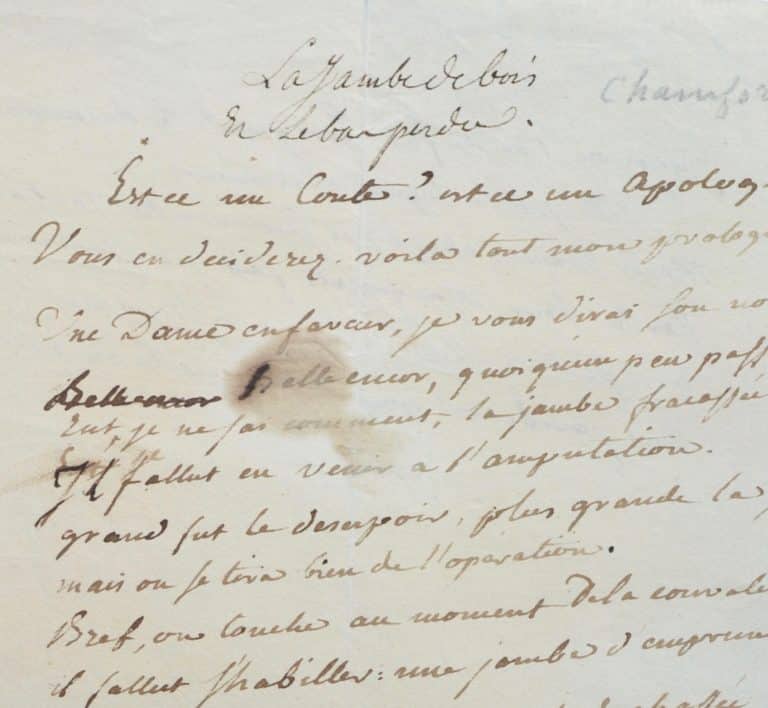 Fable-poème autographe de Chamfort