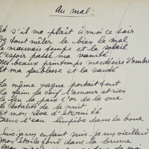 "Au mal" : poème inédit de Paul Eluard