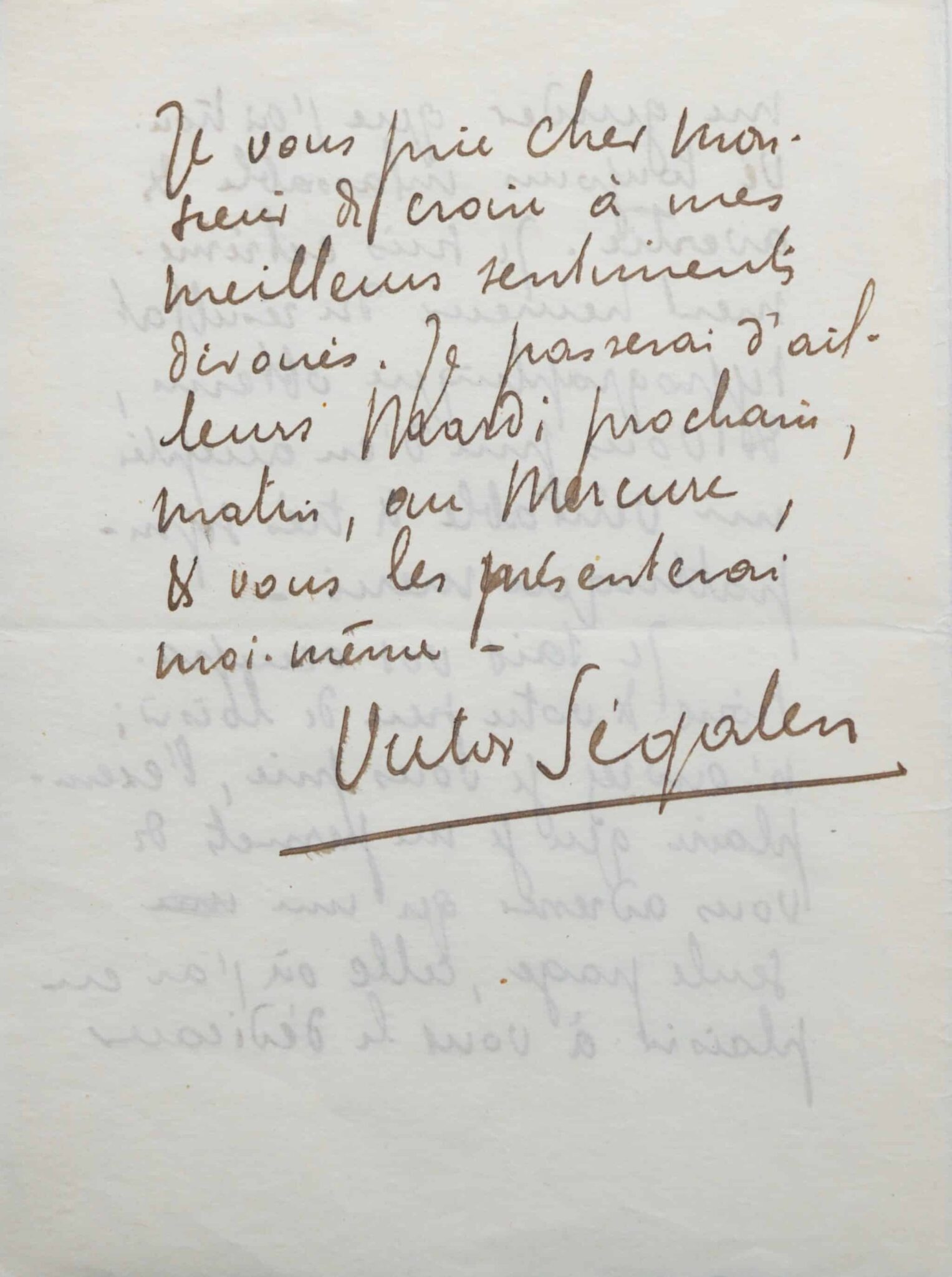 Lettre de Segalen à Vallette sur les Immémoriaux – vue 4 Lettre de Segalen à Vallette sur les Immémoriaux – vue 4