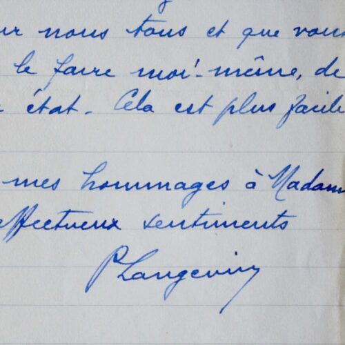 Lettre de Paul Langevin à Jean Surugue