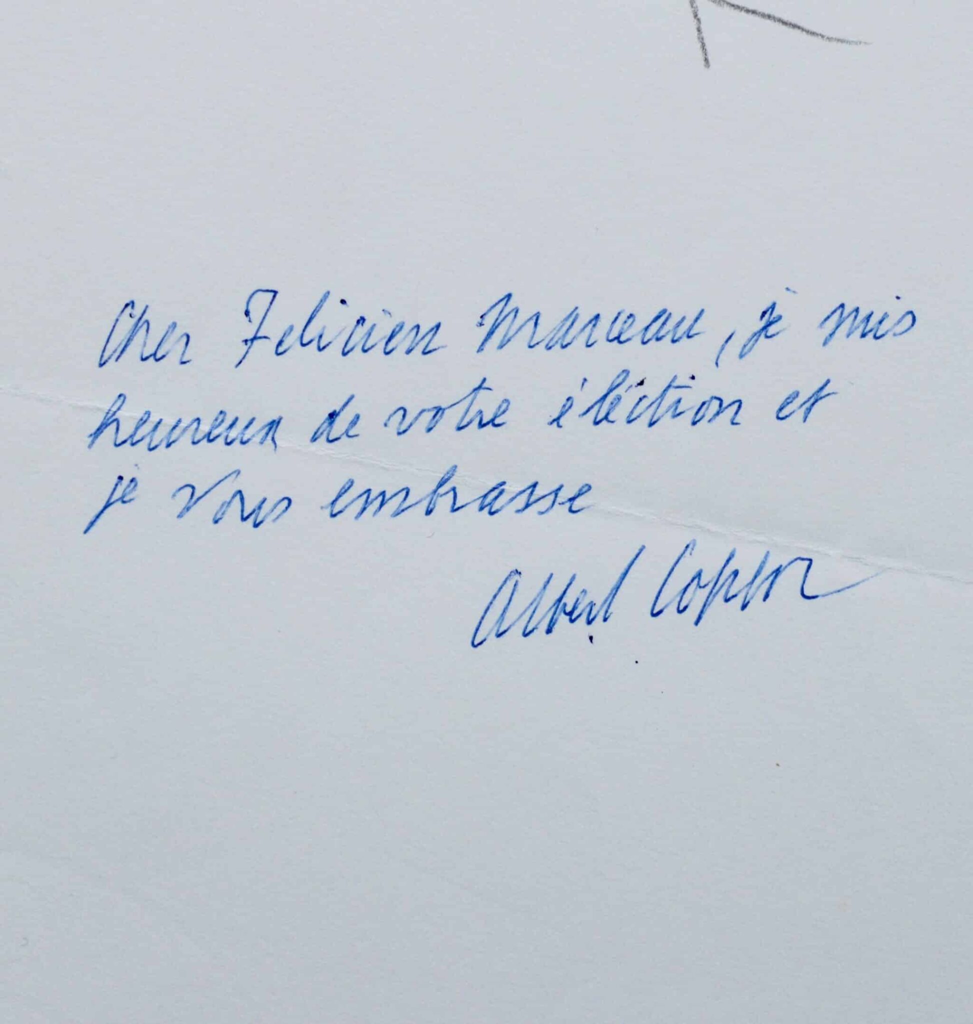 Albert Cohen félicite Félicien Marceau pour son élection à l’Académie