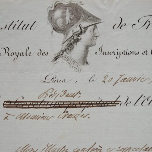 Belle lettre de Raoul-Rochette à Creuzer