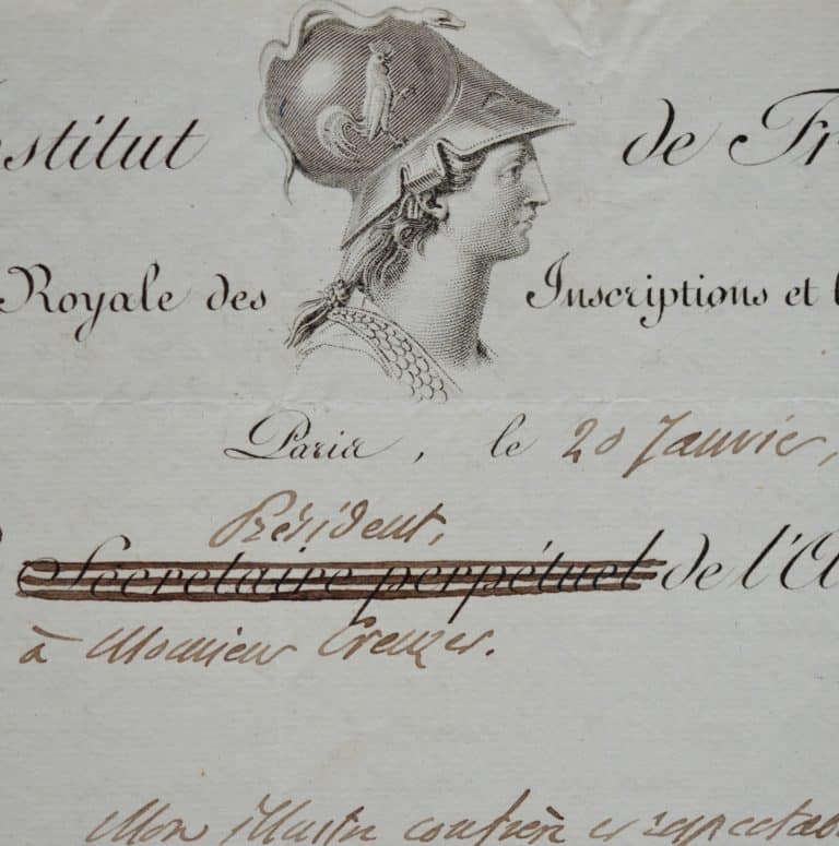 Belle lettre de Raoul-Rochette à Creuzer